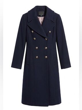 Banana Republic Italian Wool Long Military Double Breasted Trench Winter Coat M